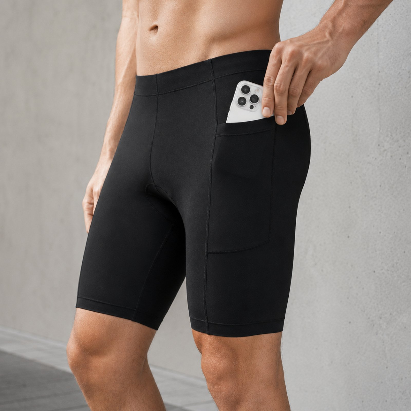 Shorts Biker Preto Masculino Para Ciclismo Com Bolso