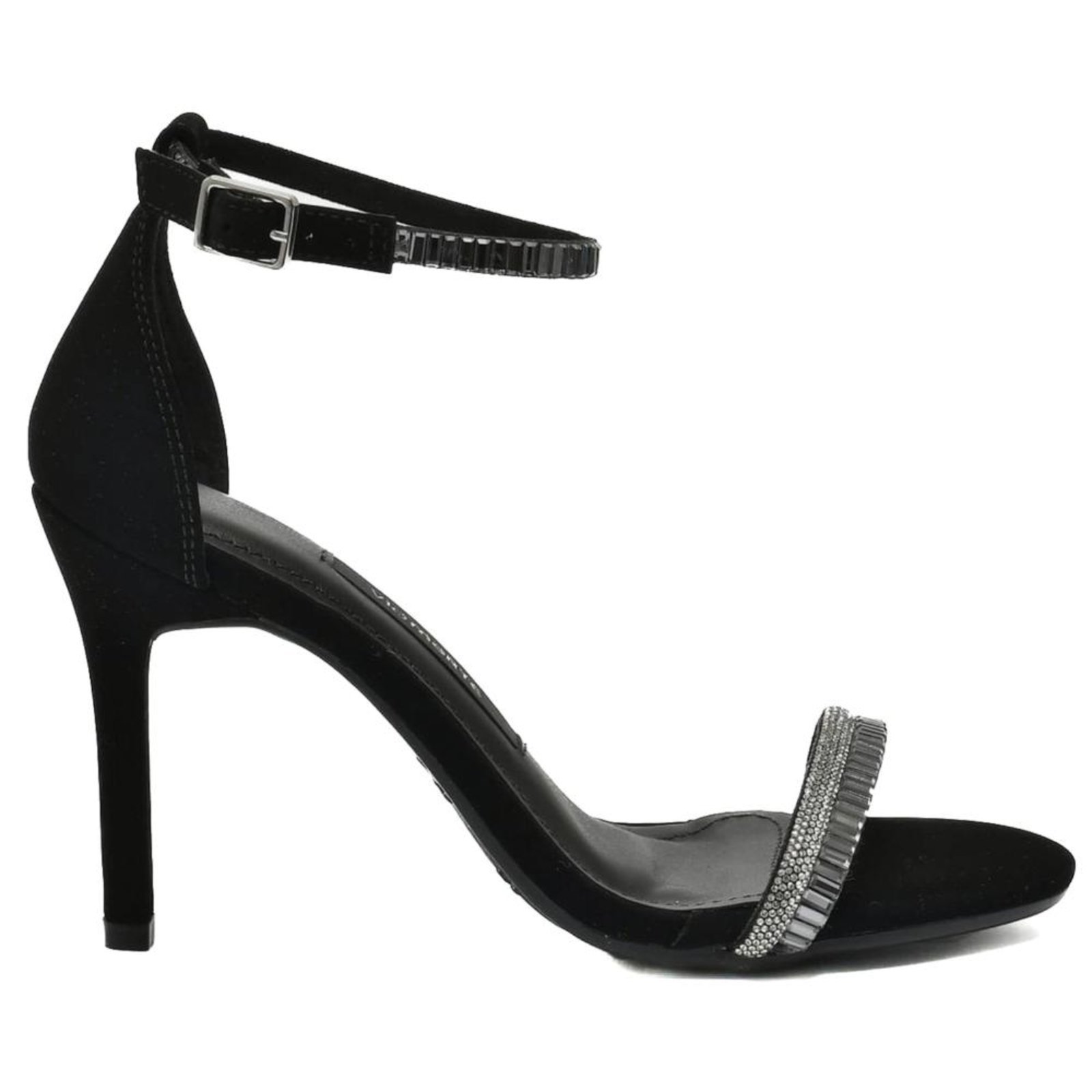 Sandália Feminina Via Marte com Tiras Brilhantes 282-001 Preto Incolor