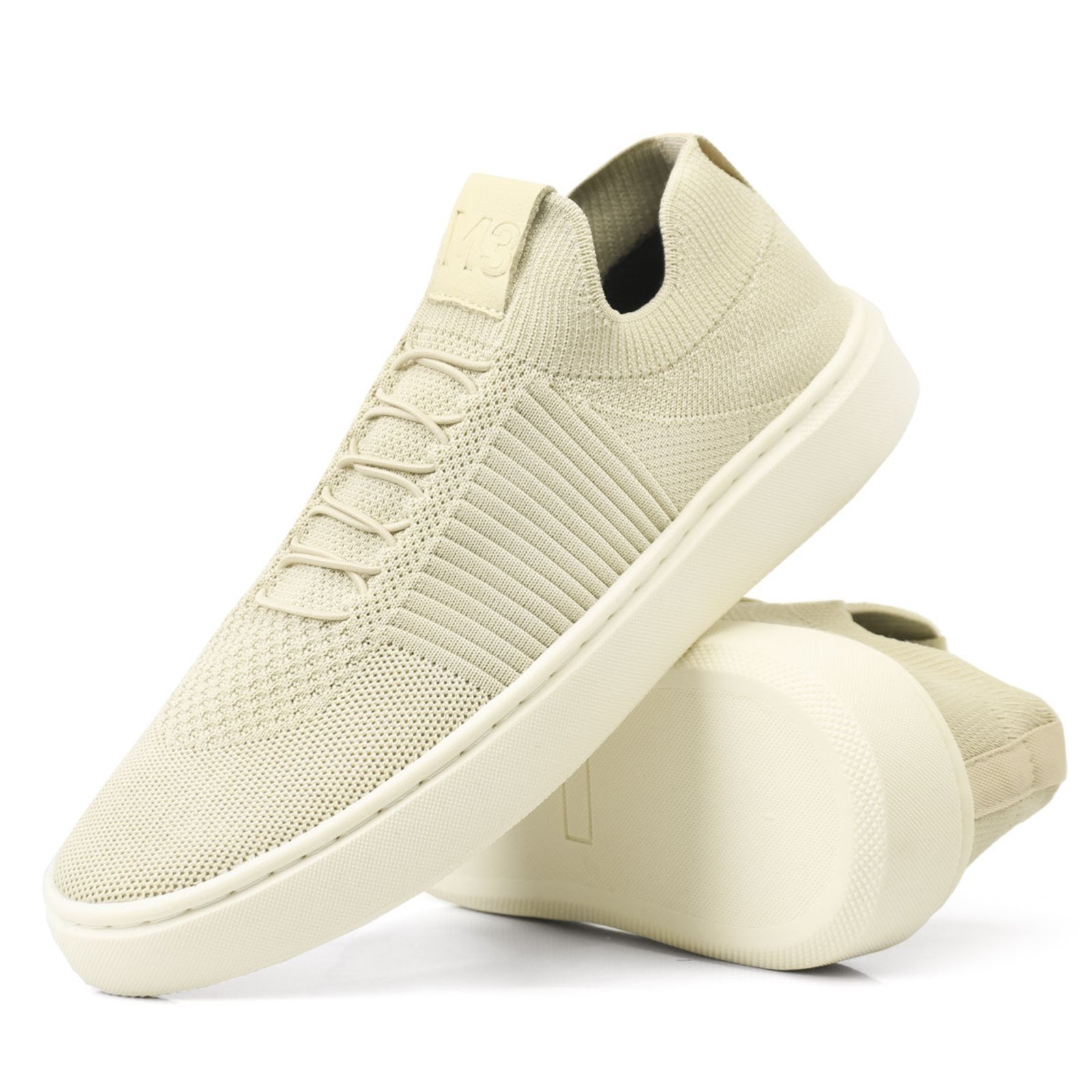 Tênis Knit Masculino Sapatenis Casual Leve Confortável Premium Bege