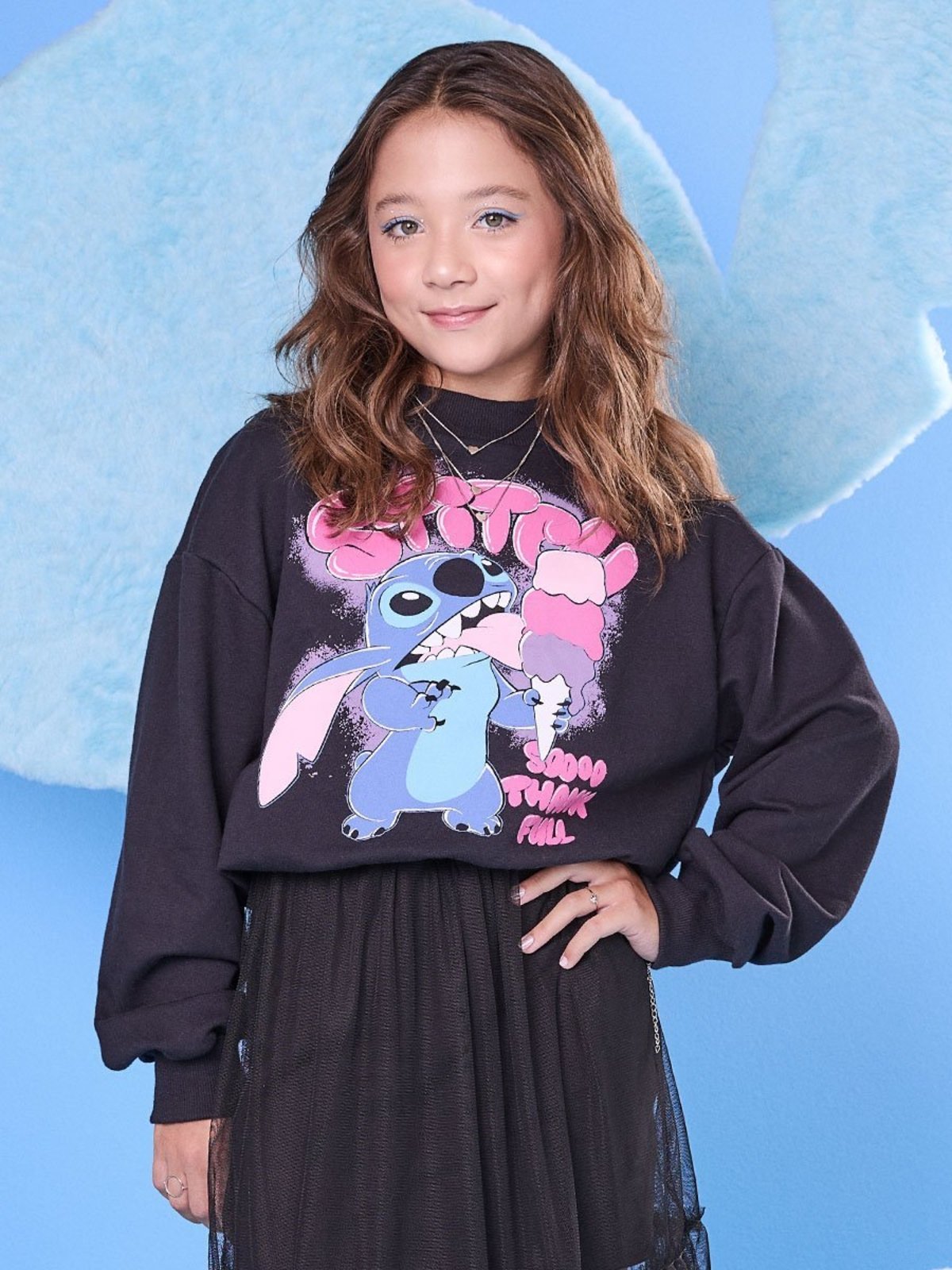 Infantil - Casaco de Moletom Preto do Stitch