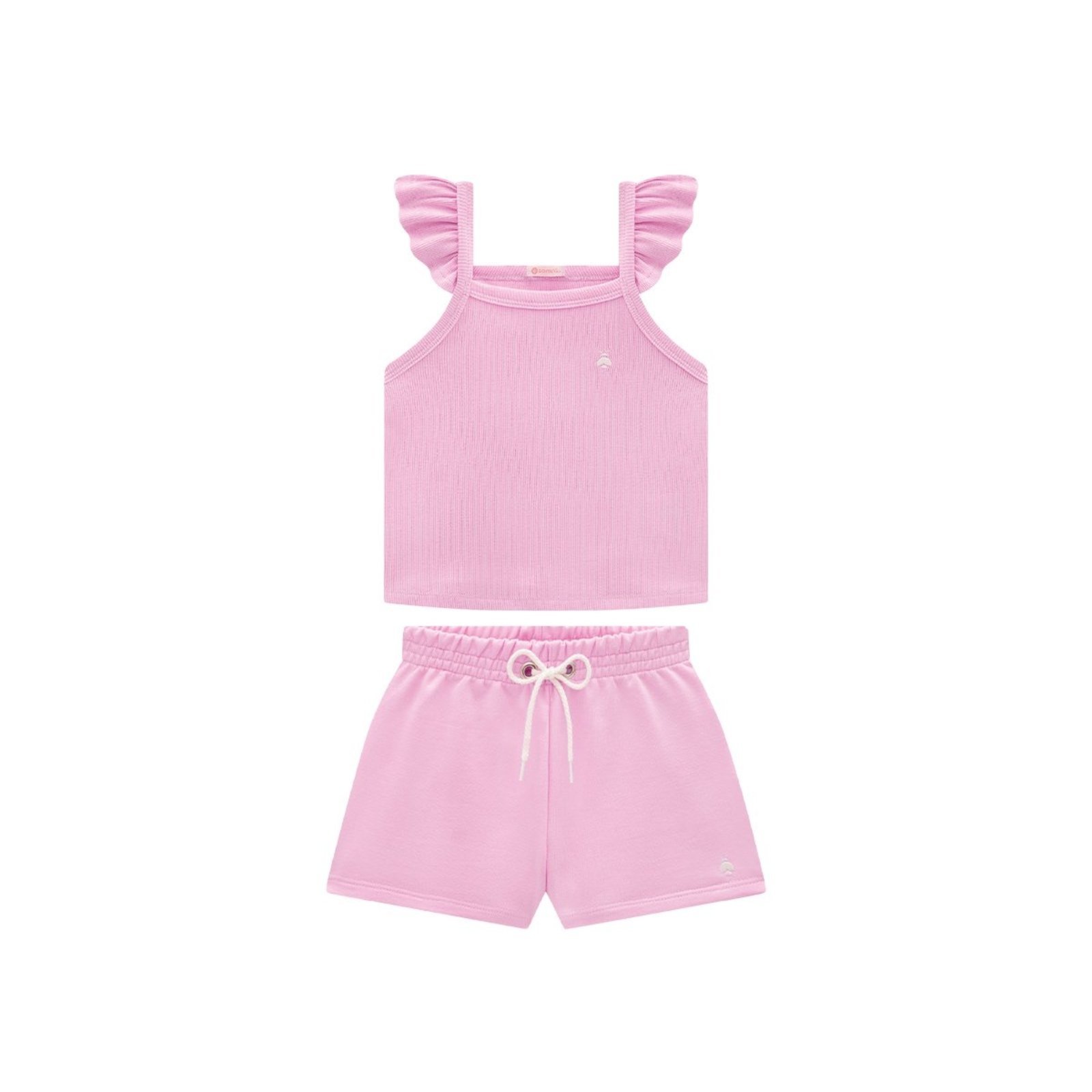 Infantil - Conjunto Menina Regata Ribana Canelada e Short Moletinho