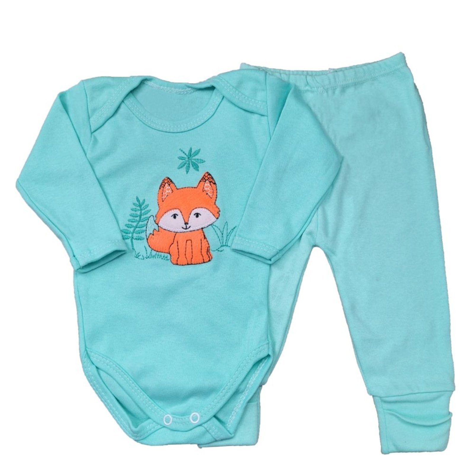 Infantil – Conjunto Body Bordado e Calça Mijão Algodão 0 a 9 Meses Azul