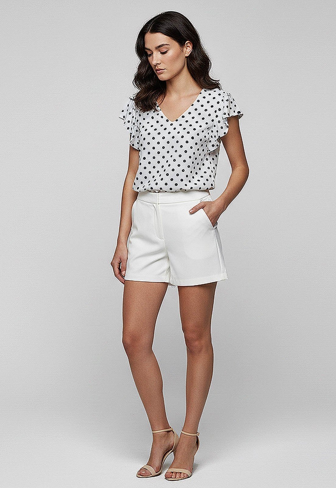 Blusa Bisô Manga Babado Poá Branca – Branca