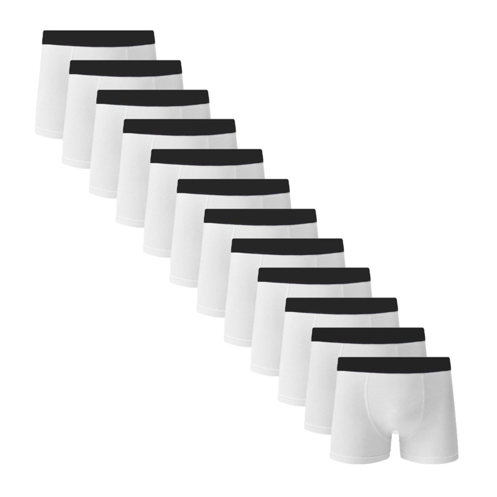 Kit 12 Cuecas Box Boxer Algodão Com Poliester C5 – Branco