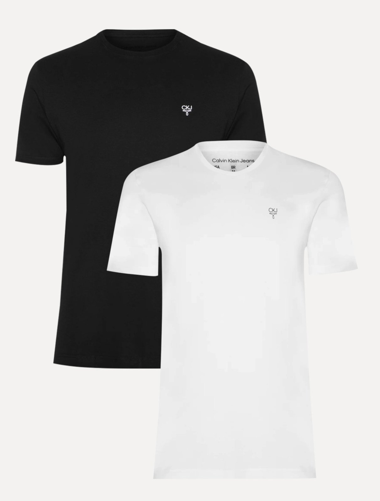 Vista 2 Kit Camisetas Calvin Klein Jeans Omega Logo Preta/Branca preto Calvin Klein preto
