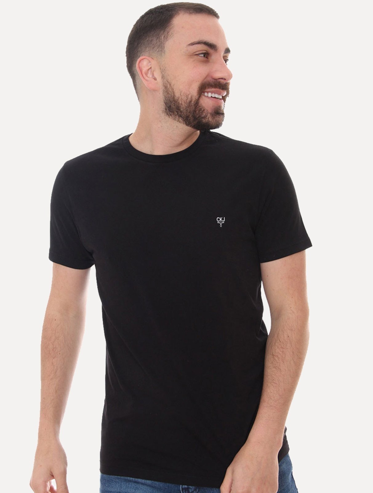 Vista 3 Kit Camisetas Calvin Klein Jeans Omega Logo Preta/Branca preto Calvin Klein preto