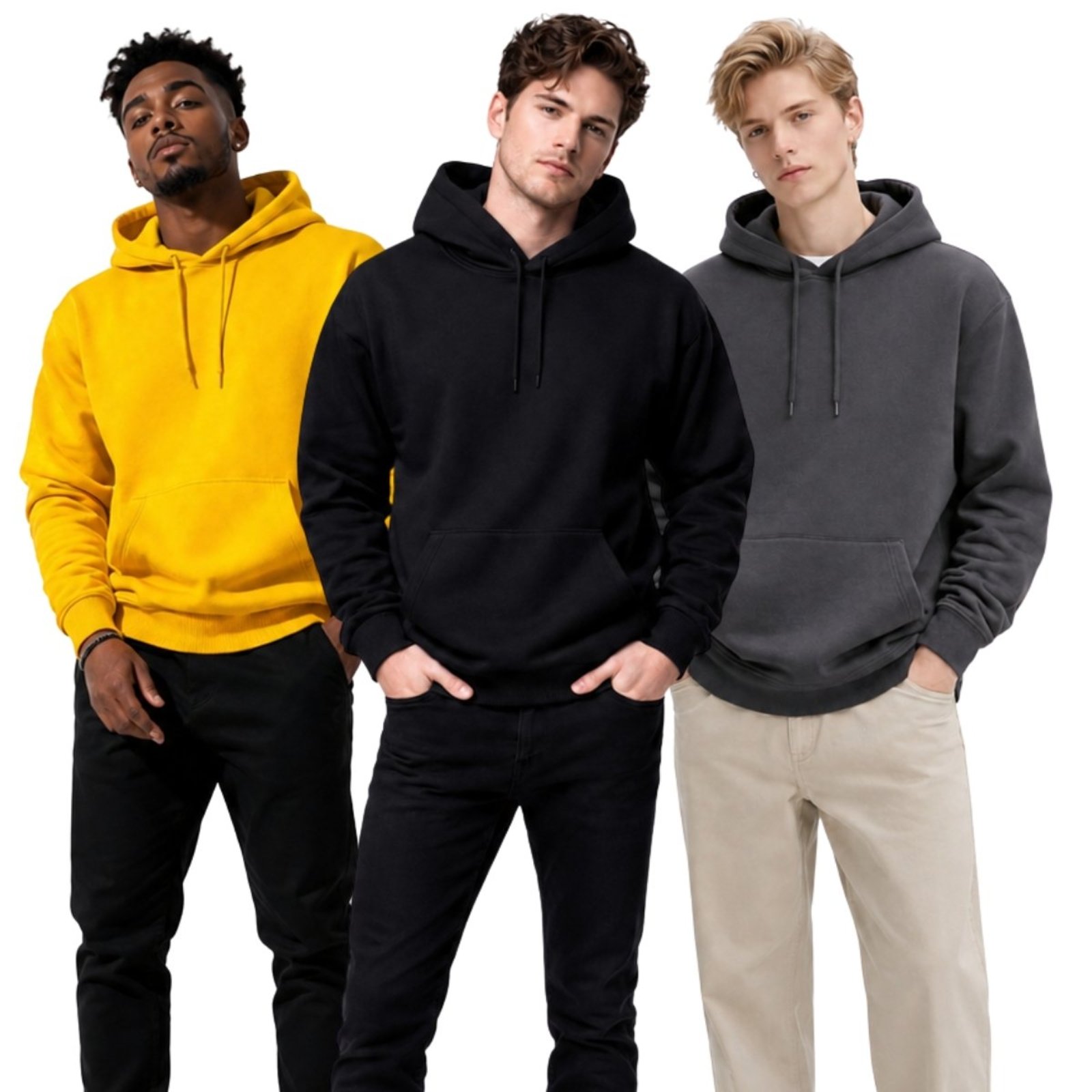 Kit 3 Moletom Modelo Canguru Com Capuz Masculino Liso