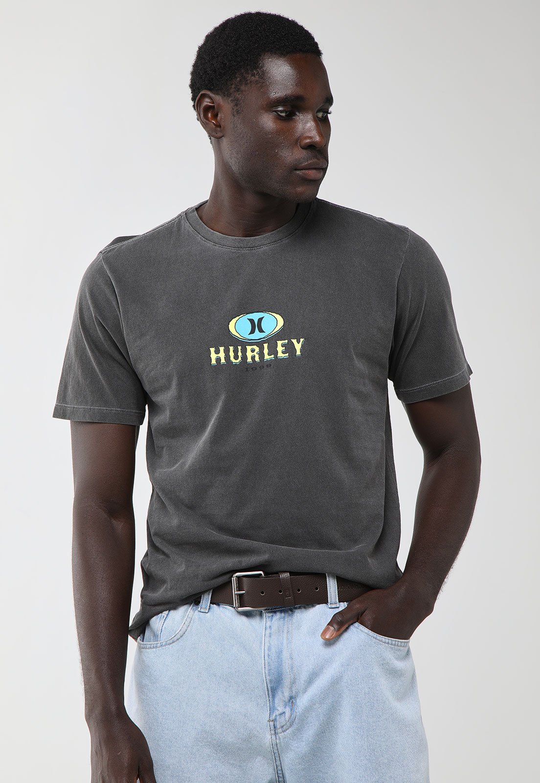 Camiseta Masculina Hurley ESP Retro Waves Preta
