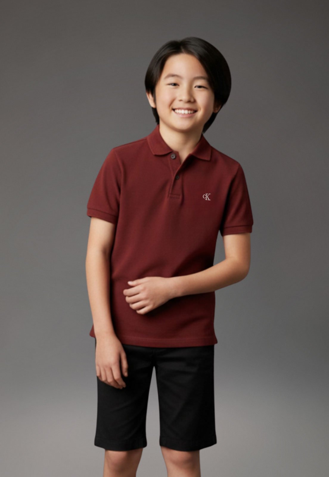 Infantil - Camisa Polo Calvin Klein Manga Curta Bordô
