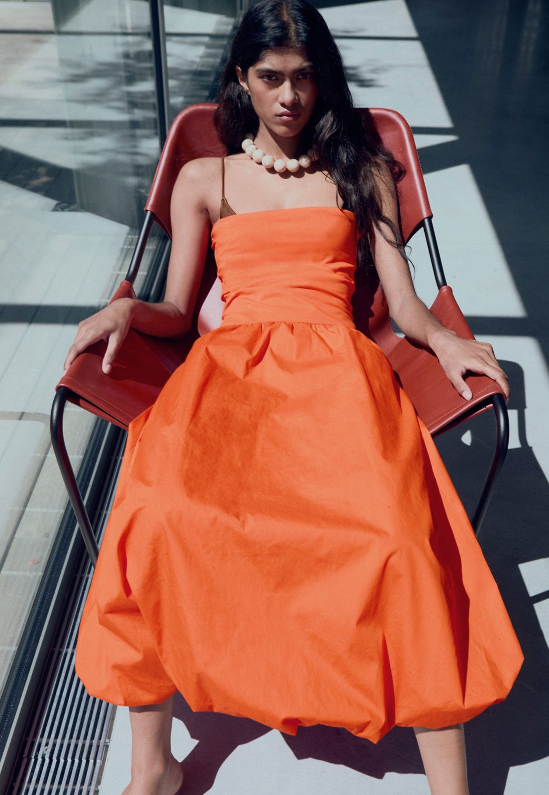 Vestido Mango Midi Luigi Laranja