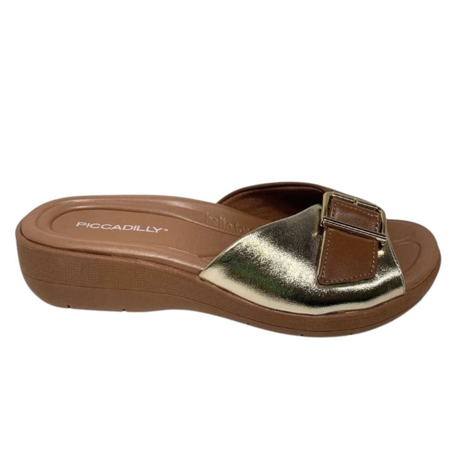 Tamanco Piccadilly Fascite Salto Anabela Feminino – Marrom – piccadilly