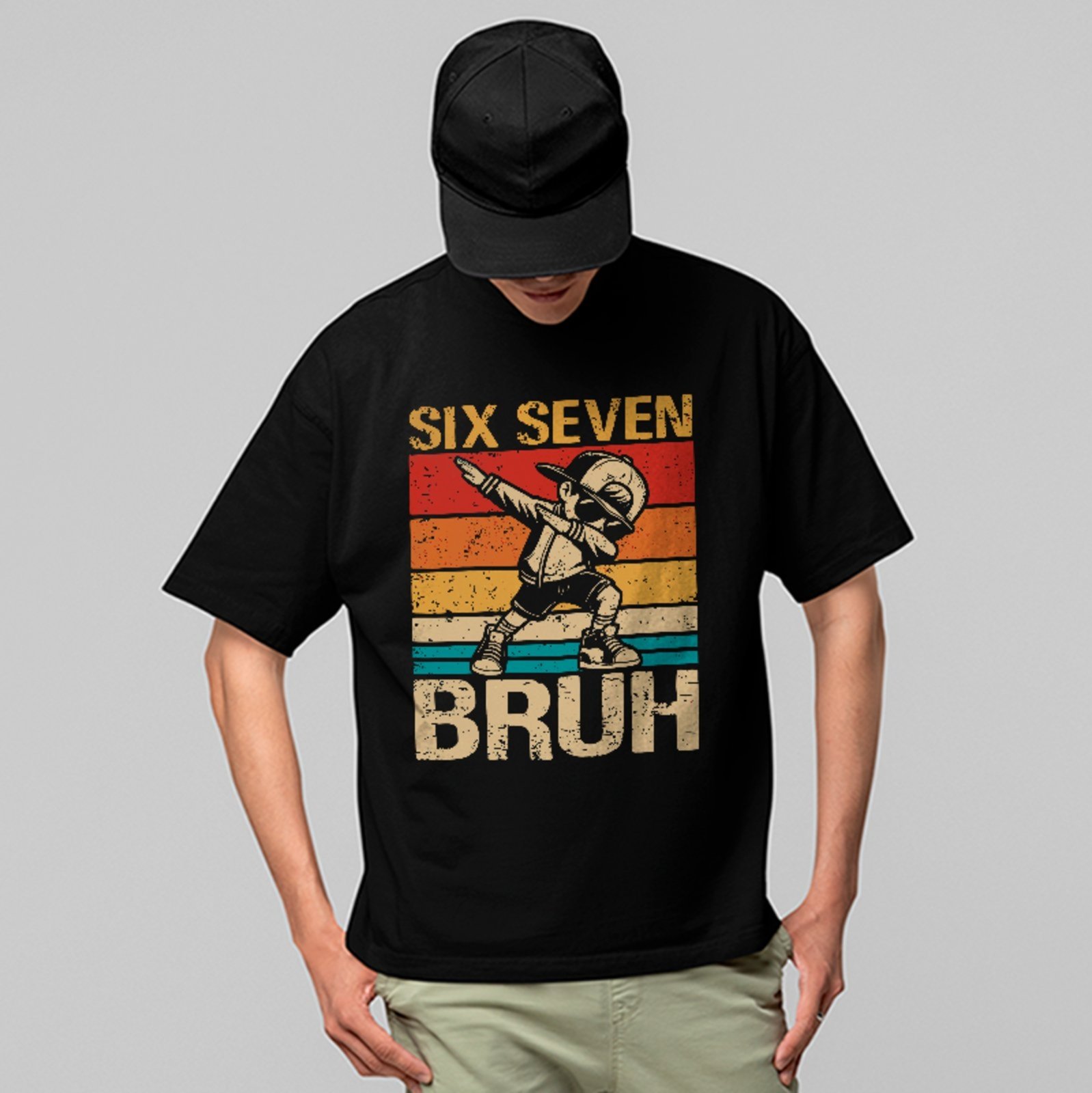 Camiseta Oversized Premium Six Seven Bruh Street Dab Unissex Preto