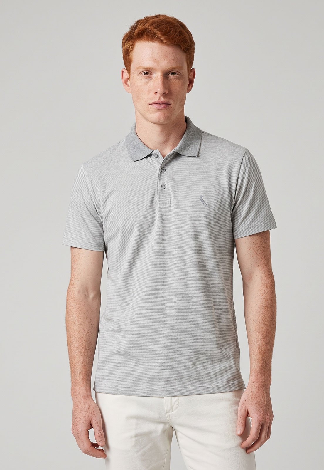 Camisa Polo Masculina Reserva Listrada Duo Cinza
