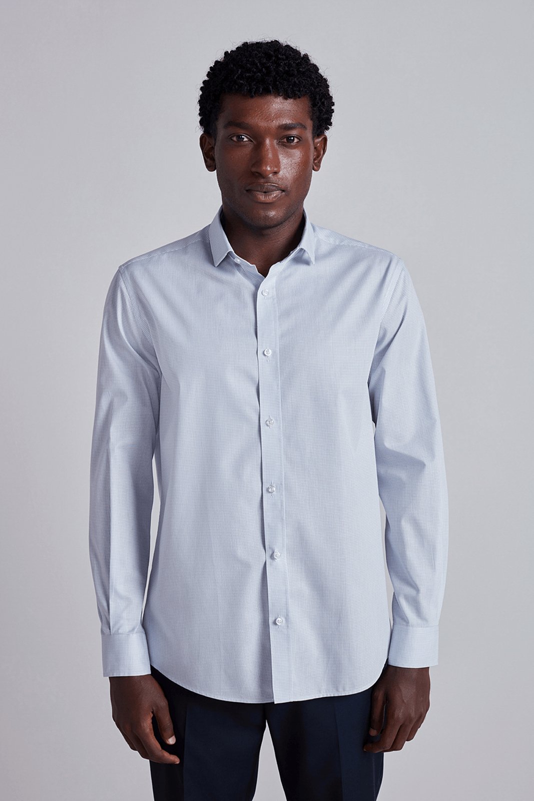 HIGHSTIL Camisa Social Algodão Egípcio Slim Fit Listrada - Cinza Claro