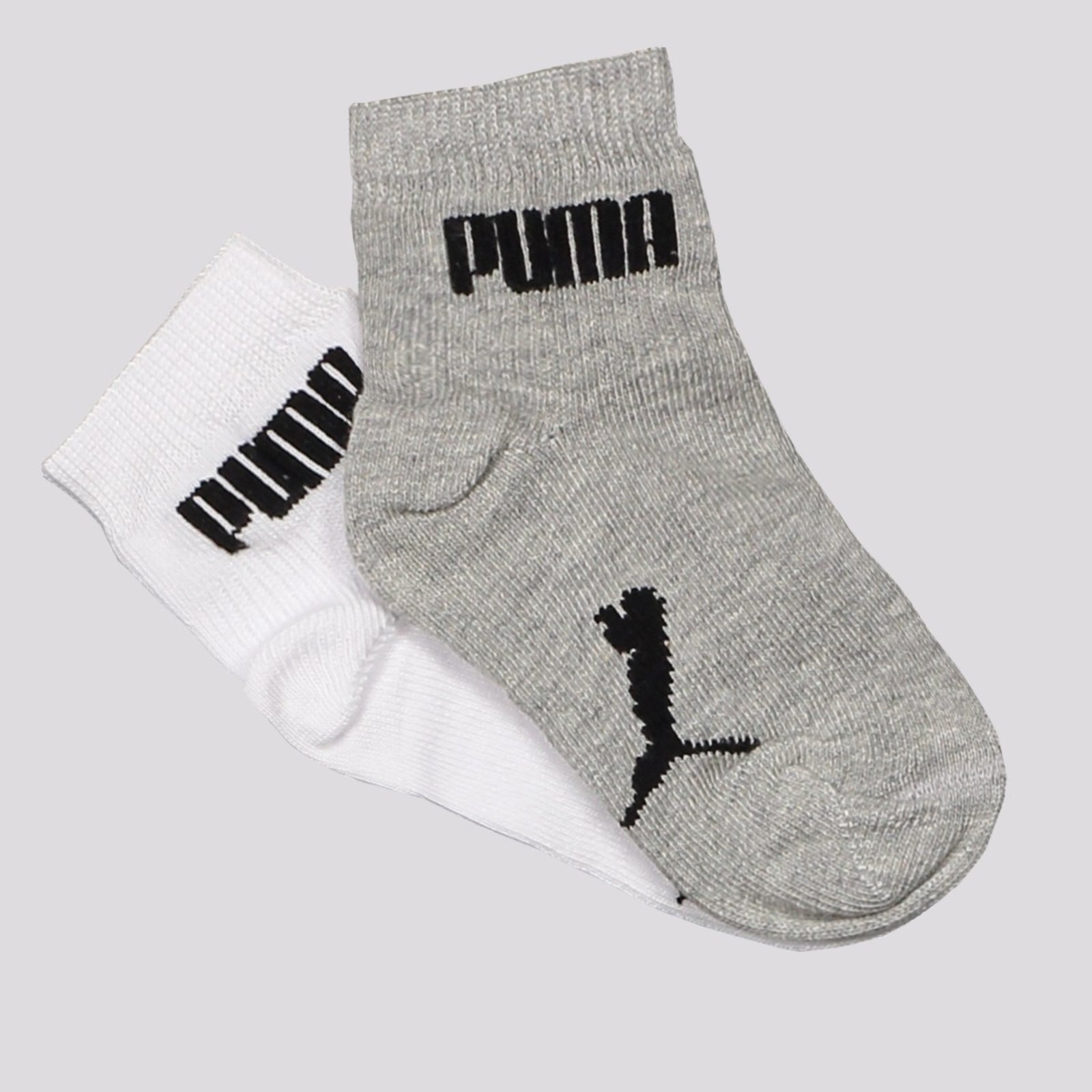 Kit Meia Puma Cano Médio 2 Pares Cinza e Branca