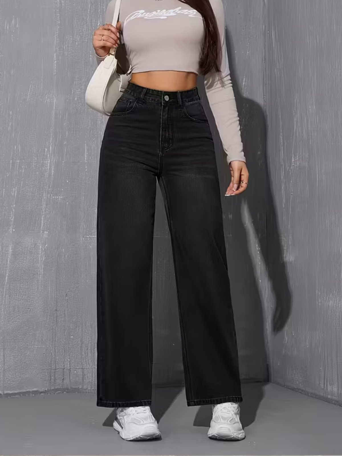 Calça Wide Leg Feminina Kovali Fashion Store Confortavel e Básica Tecido Premium Preta