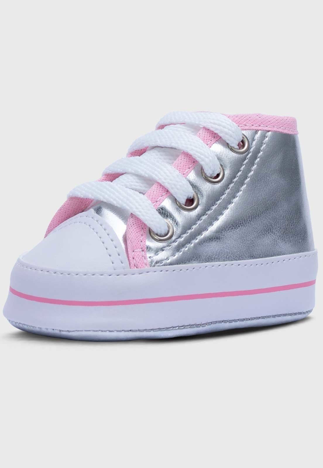 Infantil - Sapatinho de Tenis Popidi Star Cano Alto Prata