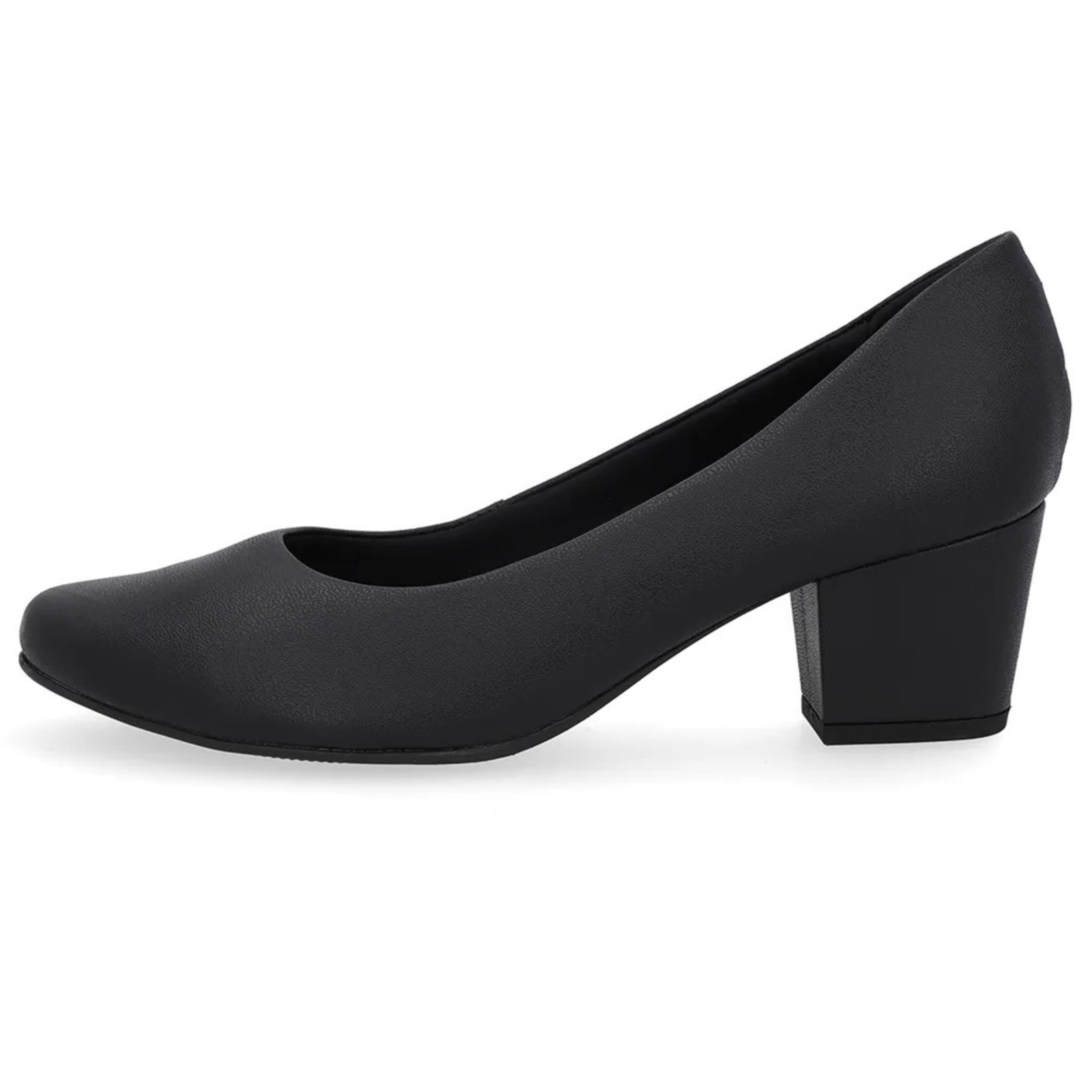 Scarpin Usaflex Salto Bloco Conforto e Elegância em Couro Preto