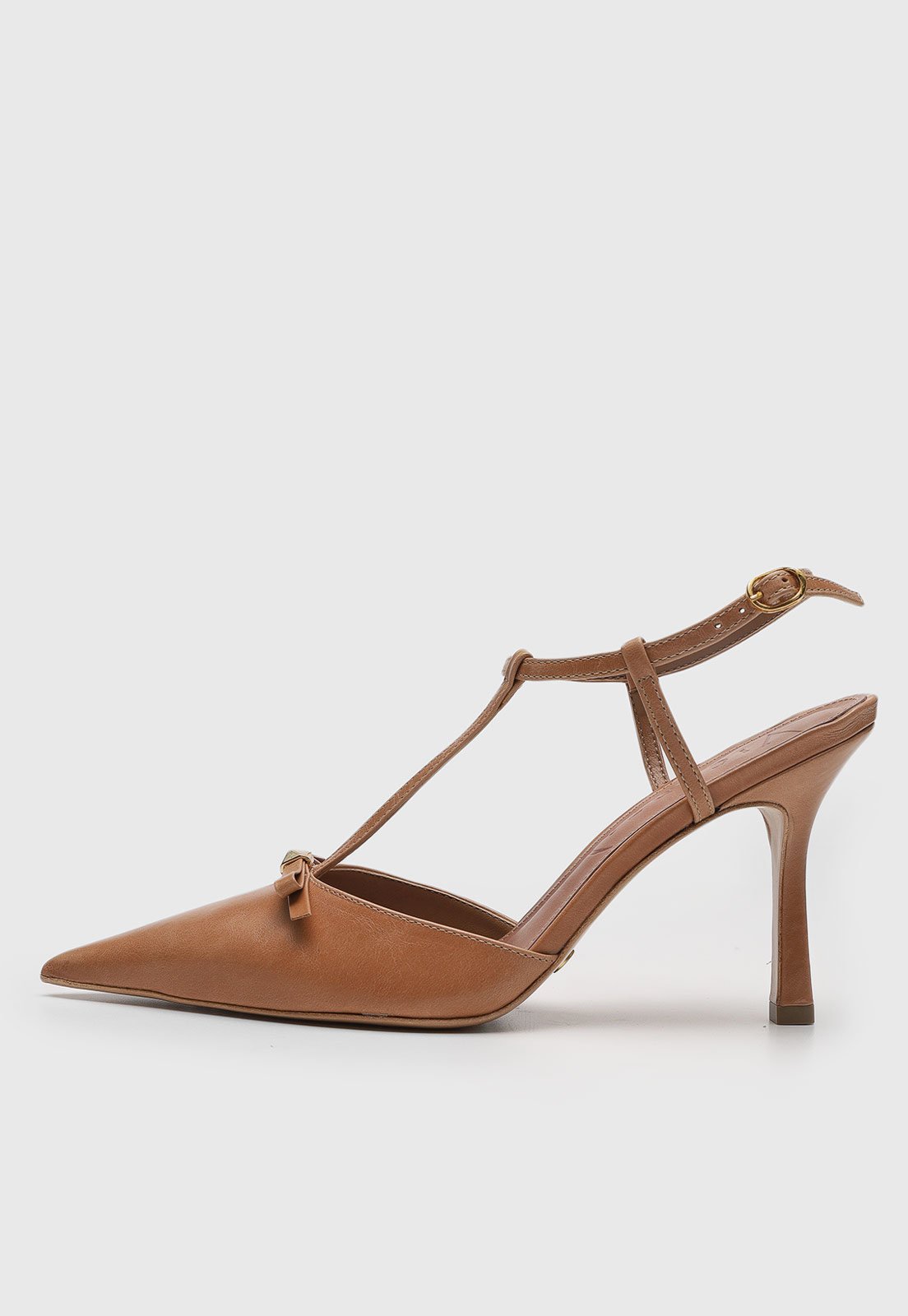 Scarpin Feminino Vicenza Salto Médio Tira T Caramelo