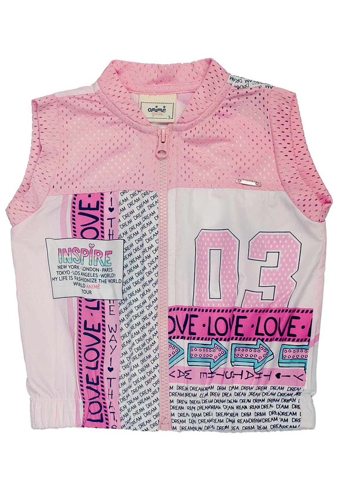 Vista 2 Infantil - Colete Corta Vento Love Animê 1 rosa Animê rosa