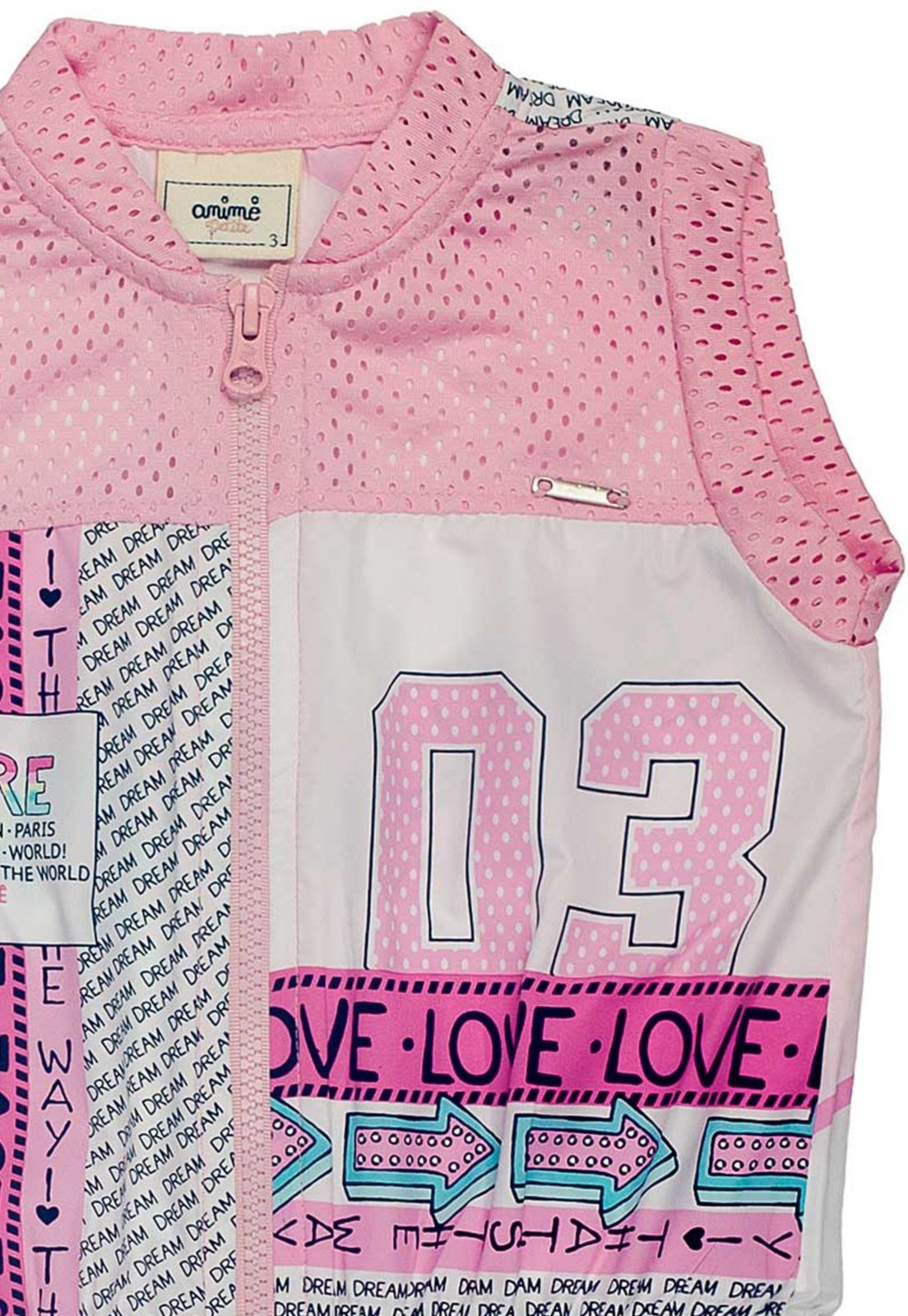 Vista 3 Infantil - Colete Corta Vento Love Animê 1 rosa Animê rosa