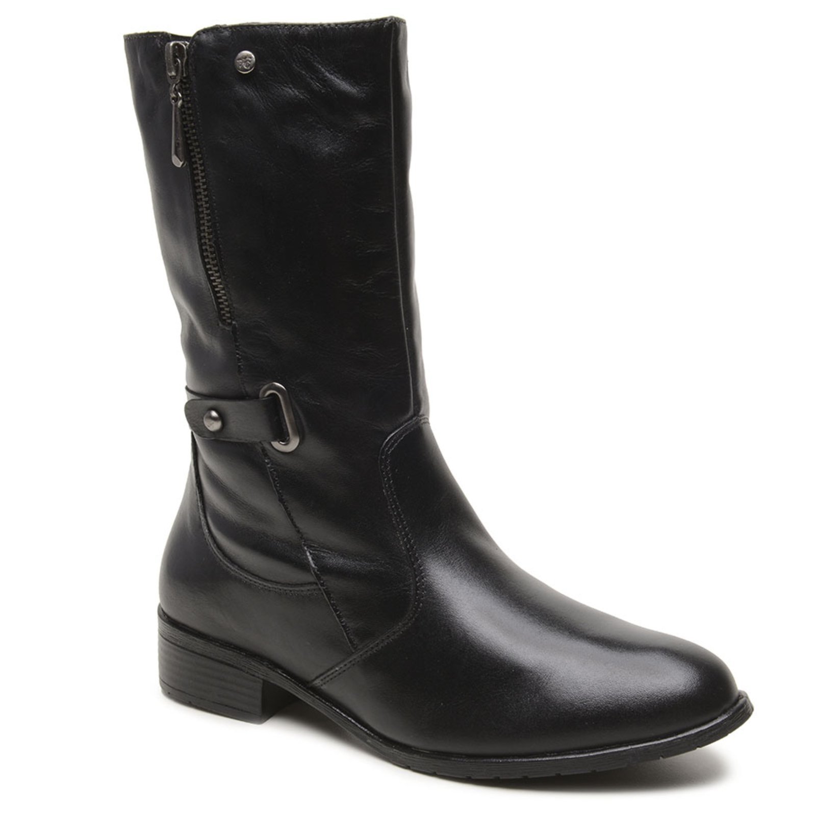 Bota Feminina Couro Legítimo Moderno Inverno Salto Bloco Resistente Macia