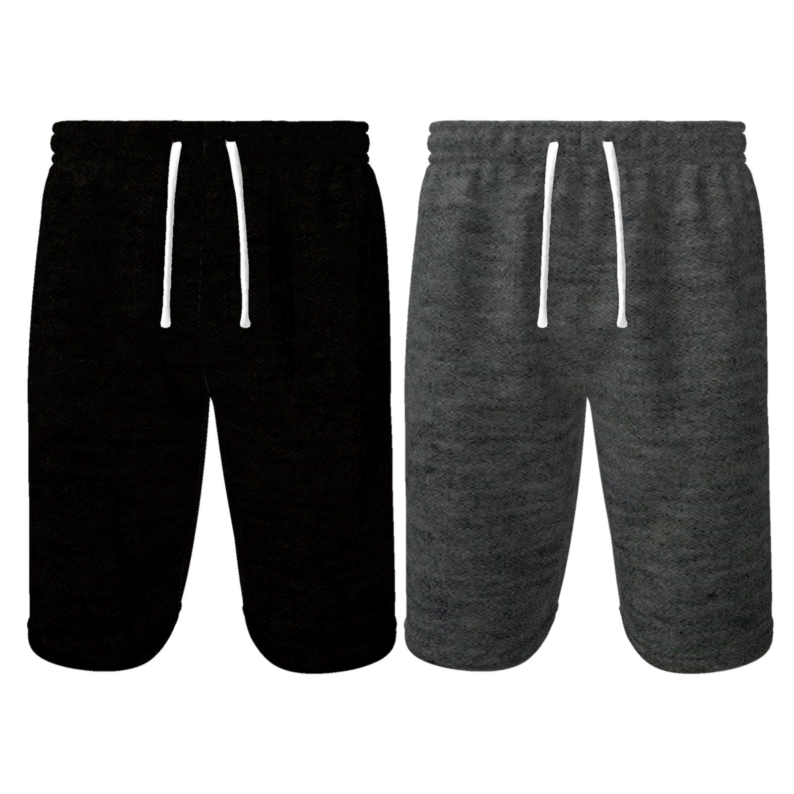 Kit 2 Bermuda Moletom Masculina Fit Com Cós Elástico Bolsos Tecido Premium Super Conforto Preta e Chumbo