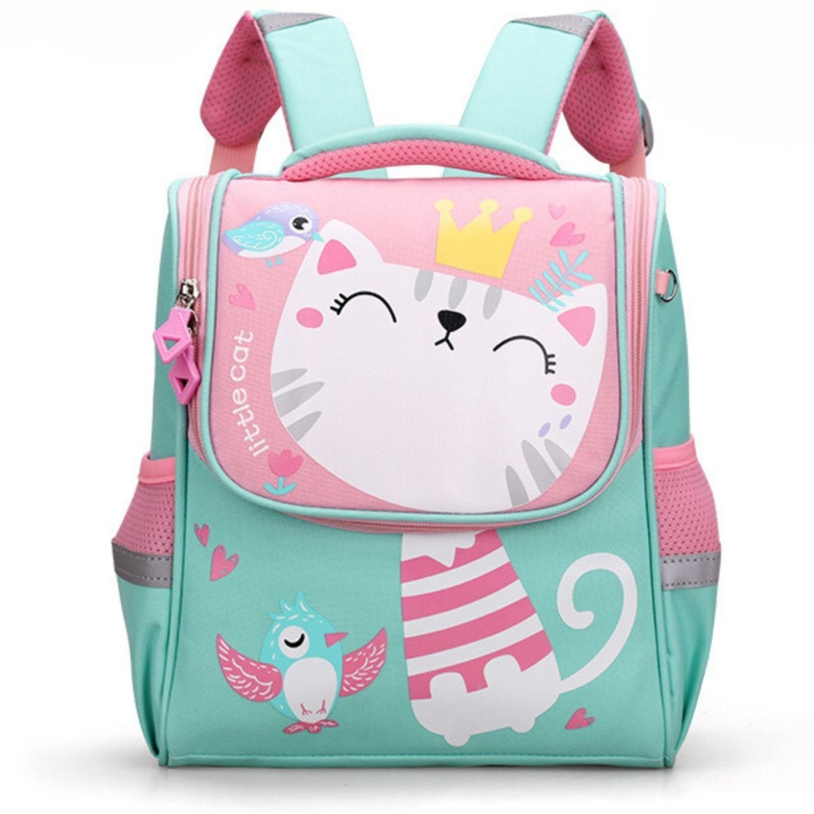 Infantil - Mochila Escolar Menino Menina Dinossauro Gatinho de Costas Star Shop Verde