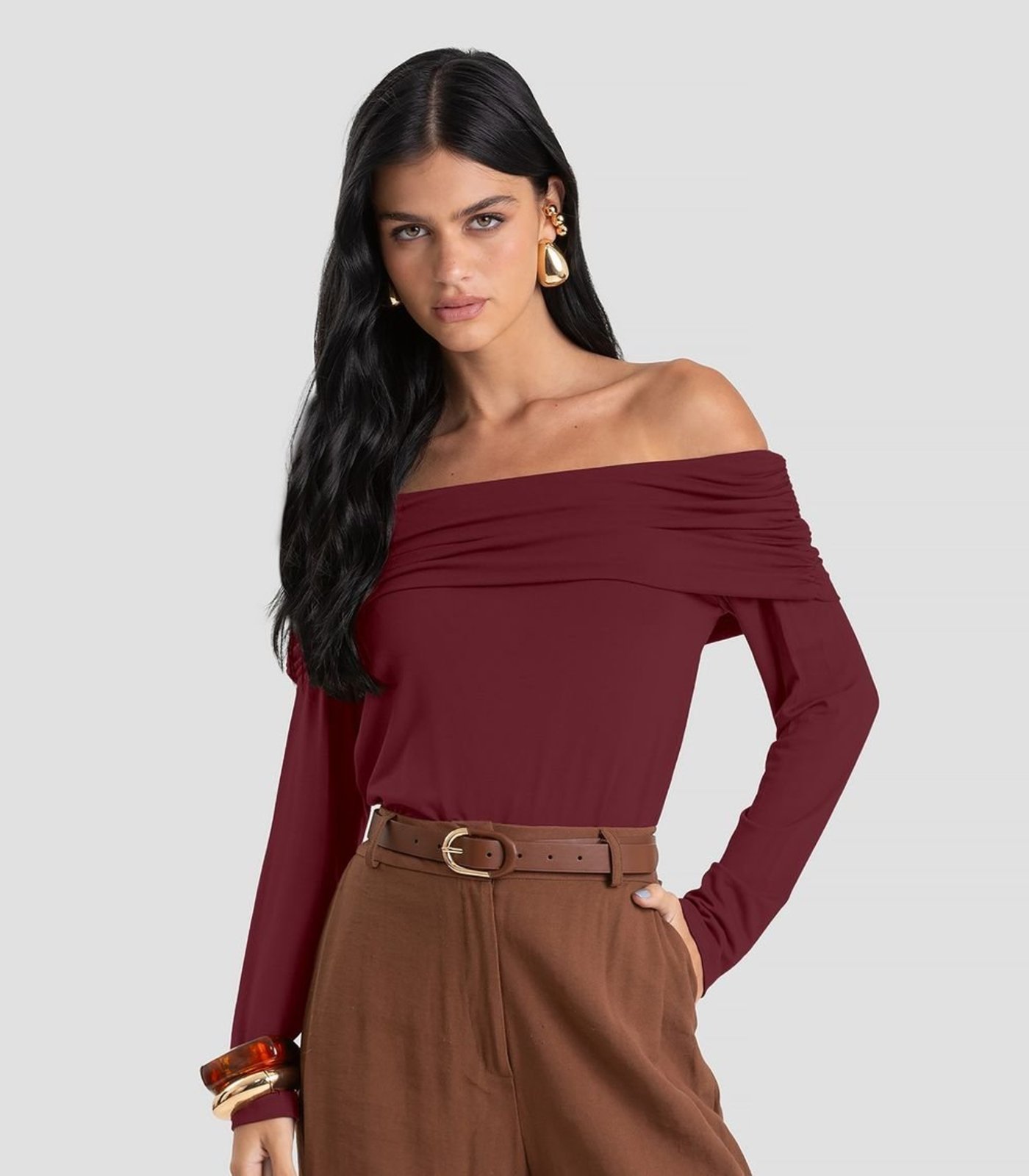 Blusa Feminina Ombro a Ombro em Malha Visco Dianna Vermelho