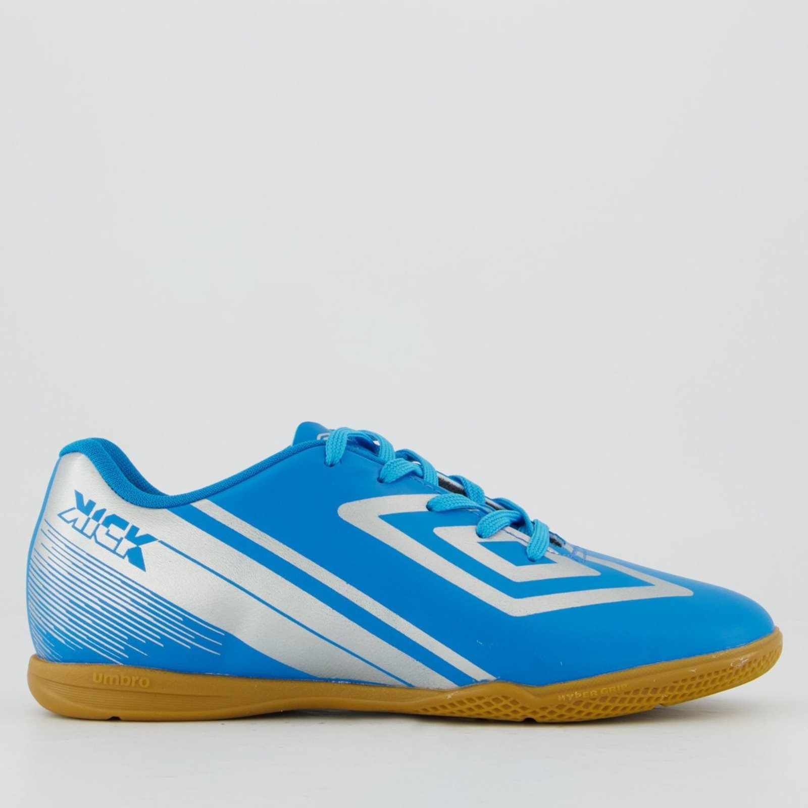 Chuteira Umbro Kick Futsal Juvenil Azul e Prata