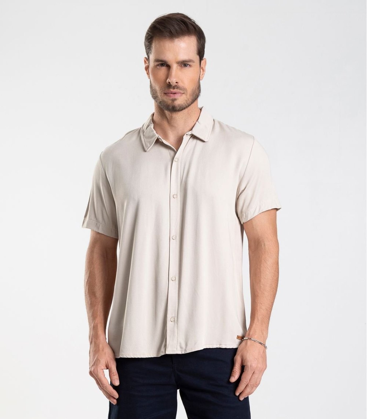 Camisa em Viscose Sarjada Masculina Diametro Bege