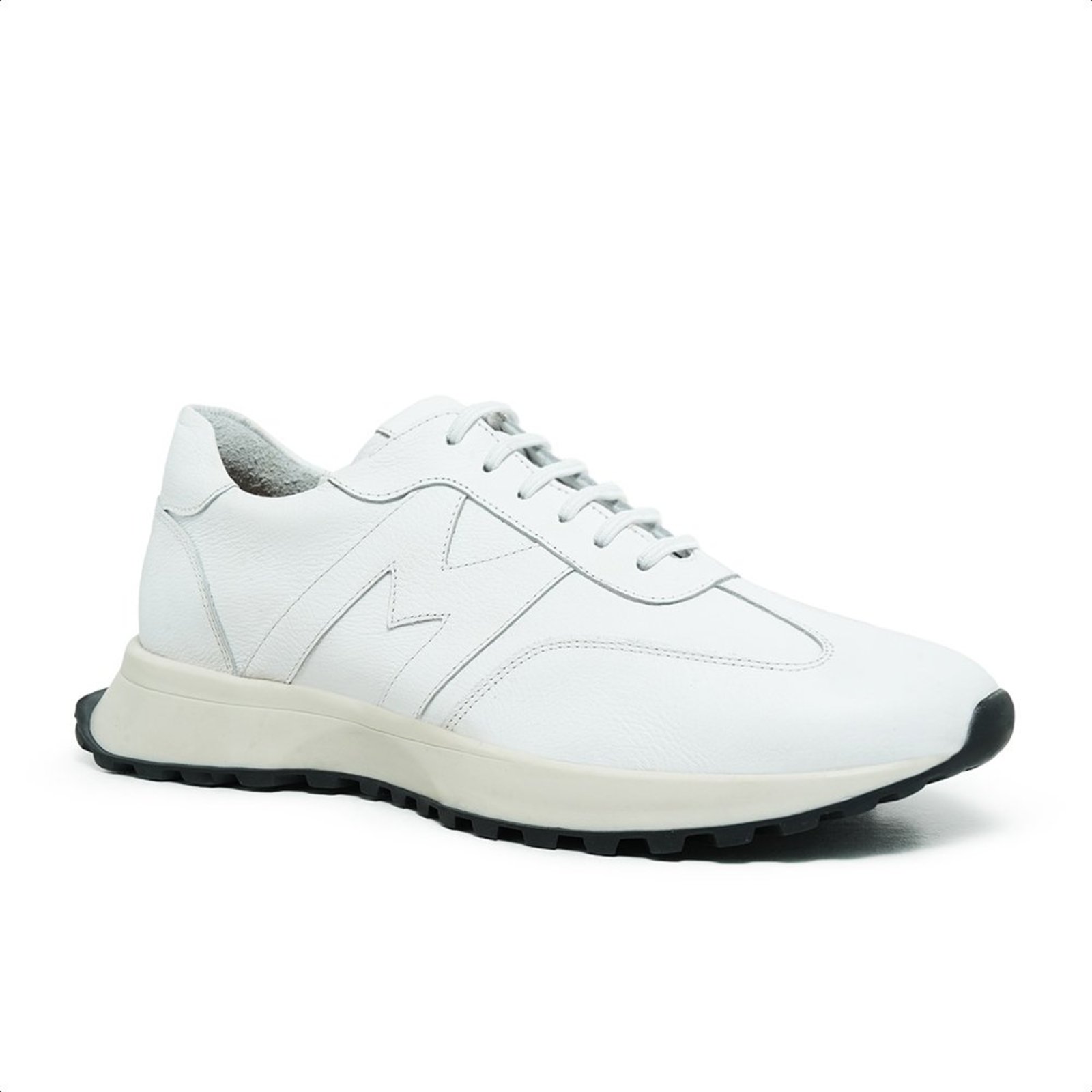 Tênis Casual Masculino Malbork Couro Branco Solado Borracha