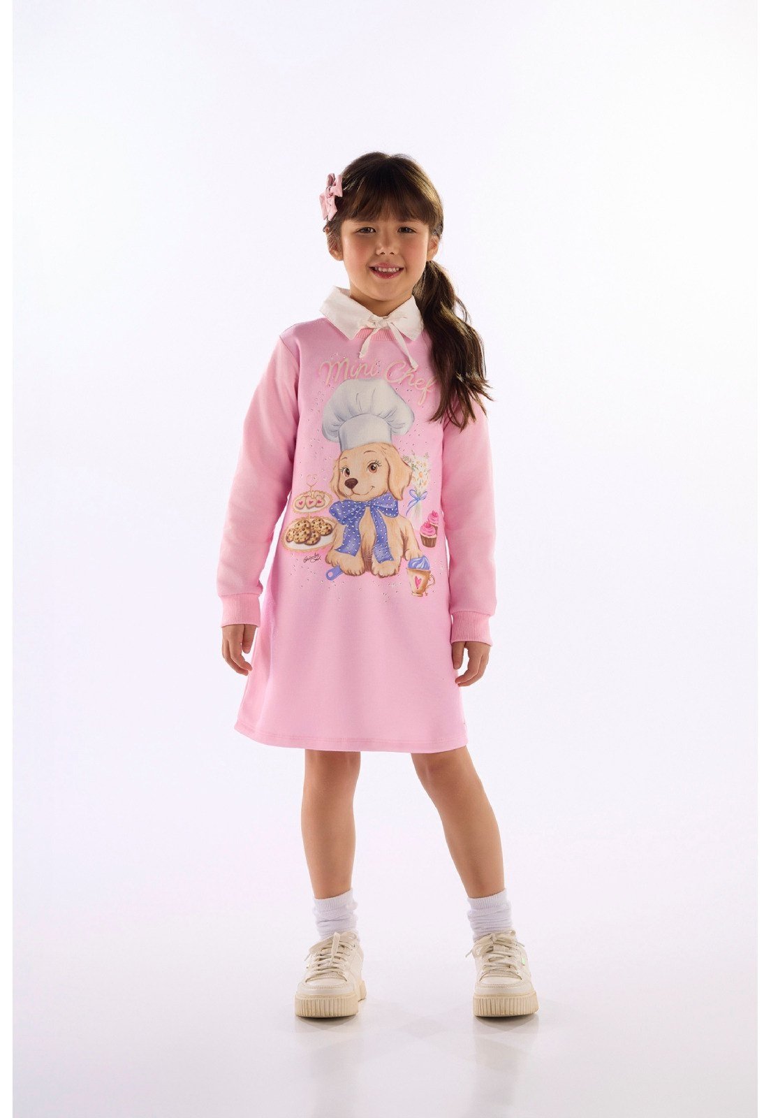 Infantil - Vestido Mini Chef em Moletom Quimby Bege