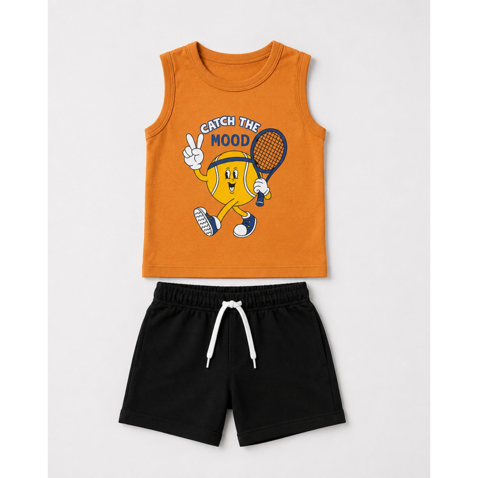 Infantil - Conjunto Menino Regata Meia Malha Penteada Bermuda Moletinho — foto 2