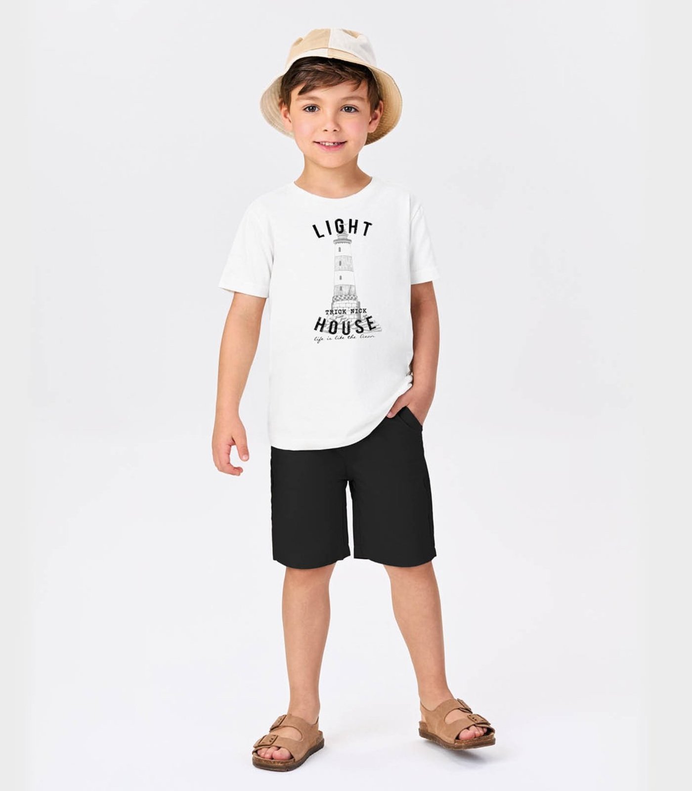 Infantil - Conjunto Menino Camiseta Com Bermuda Trick Nick Branco
