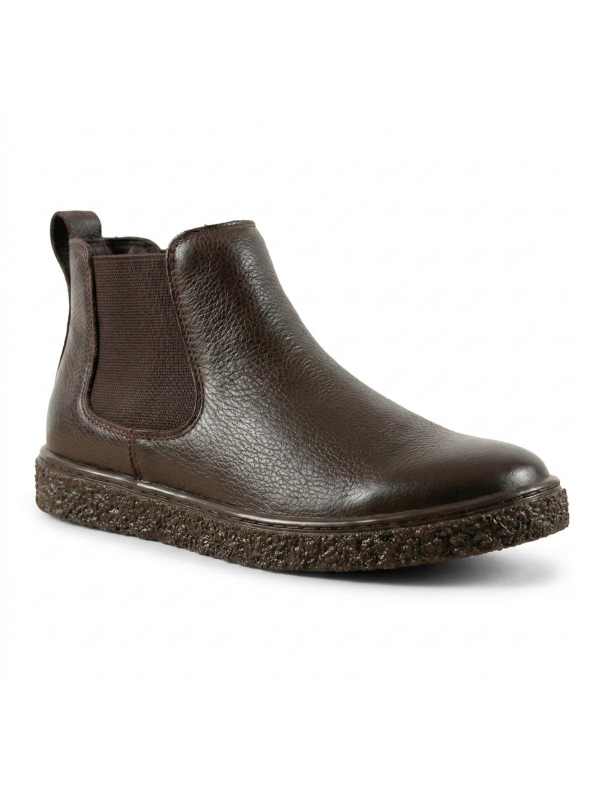Bota Masculina Couro Liso Brilhante Macia Sola Crepe Confort Marrom