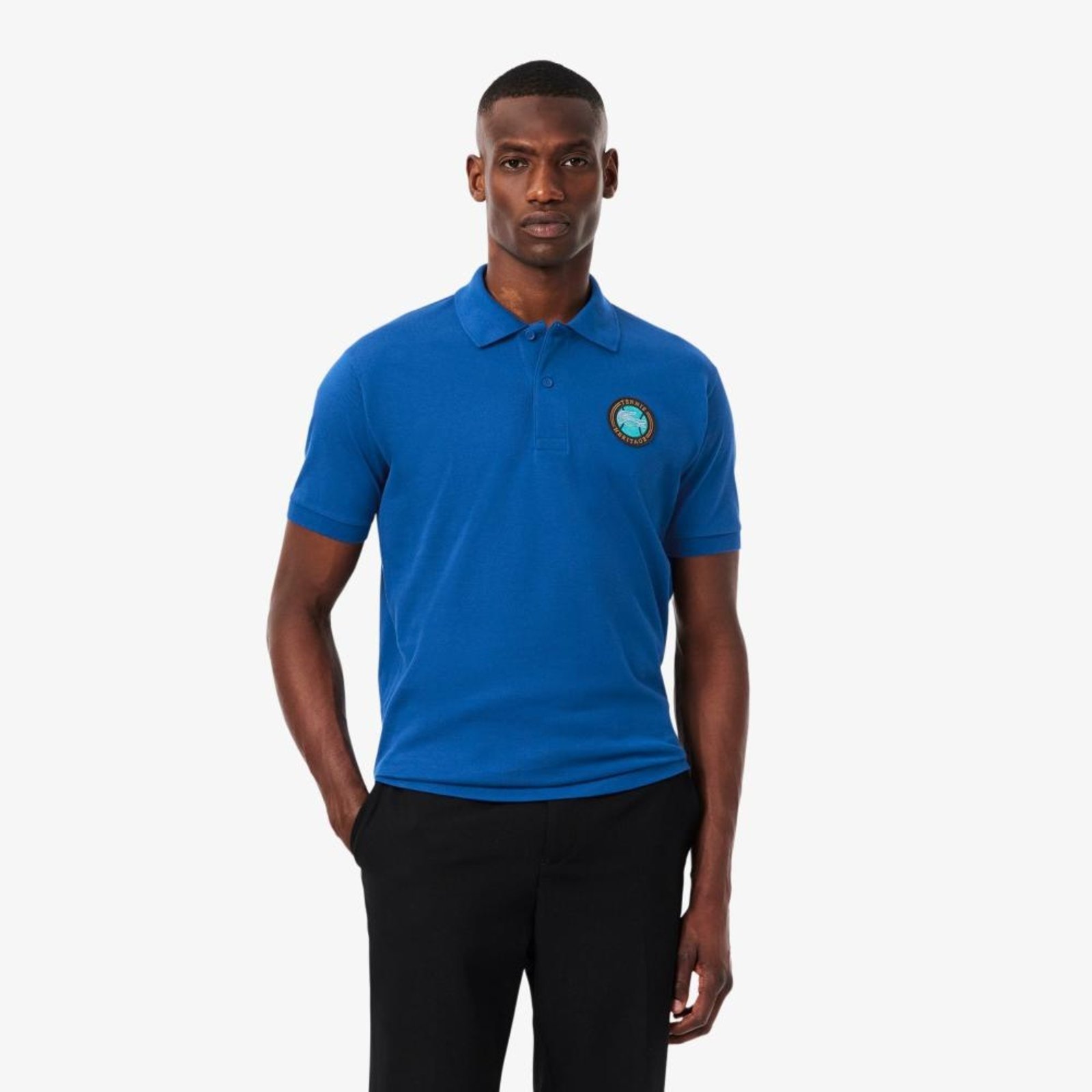 Polo com emblema Mini-Piqué com Caimento Clássico Azul
