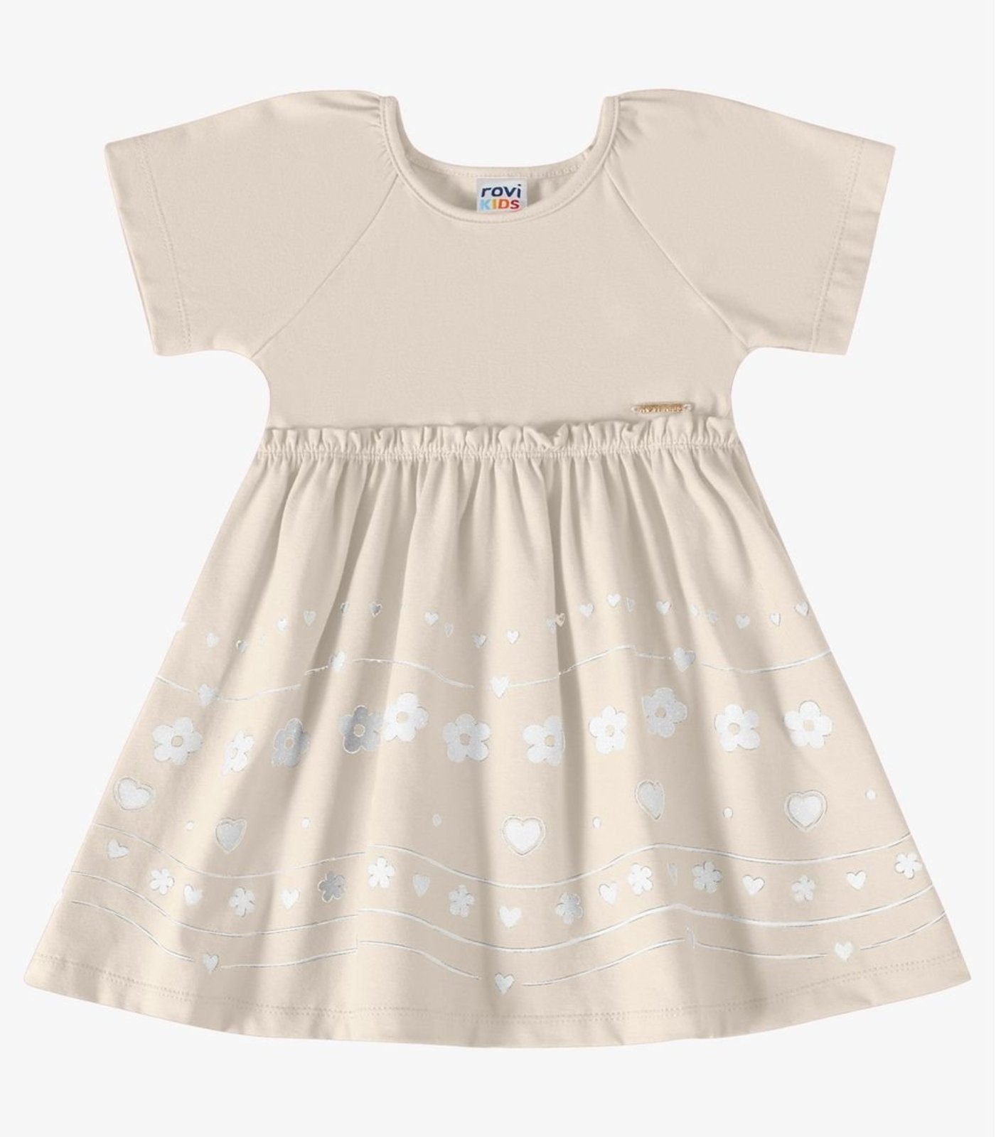 Infantil - Vestido Verão Menina Estampa Localizada Rovi Bege