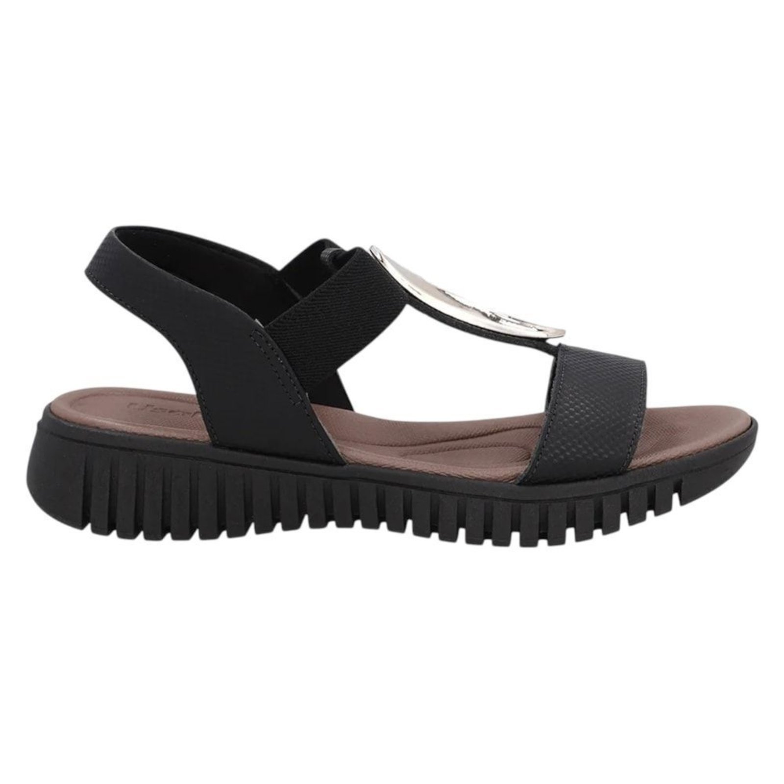 Sandália Usaflex Enfeite Dourado Feminina – Preto – usaflex