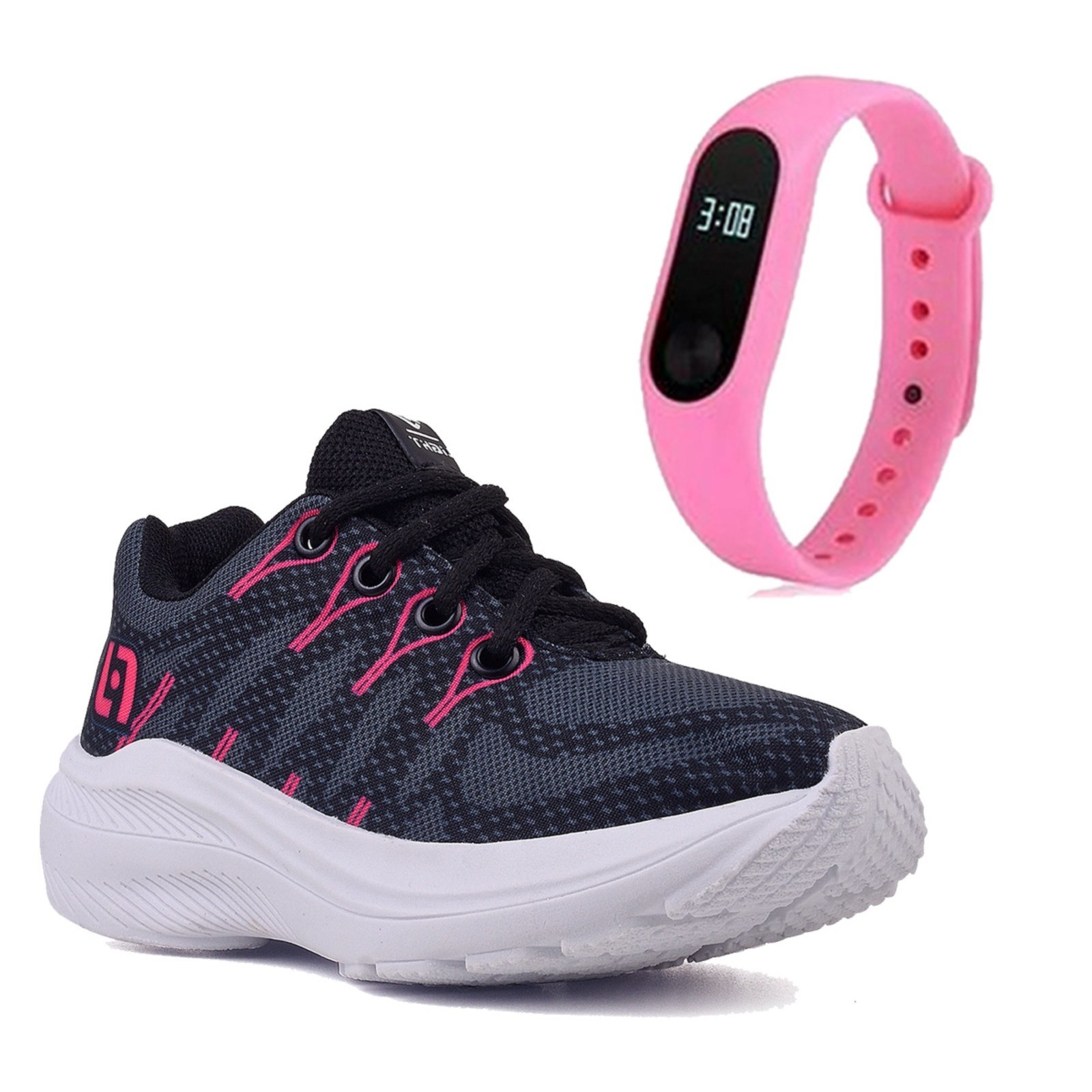 Infantil – Kit Tênis Pink Meninas Escolar Relógio