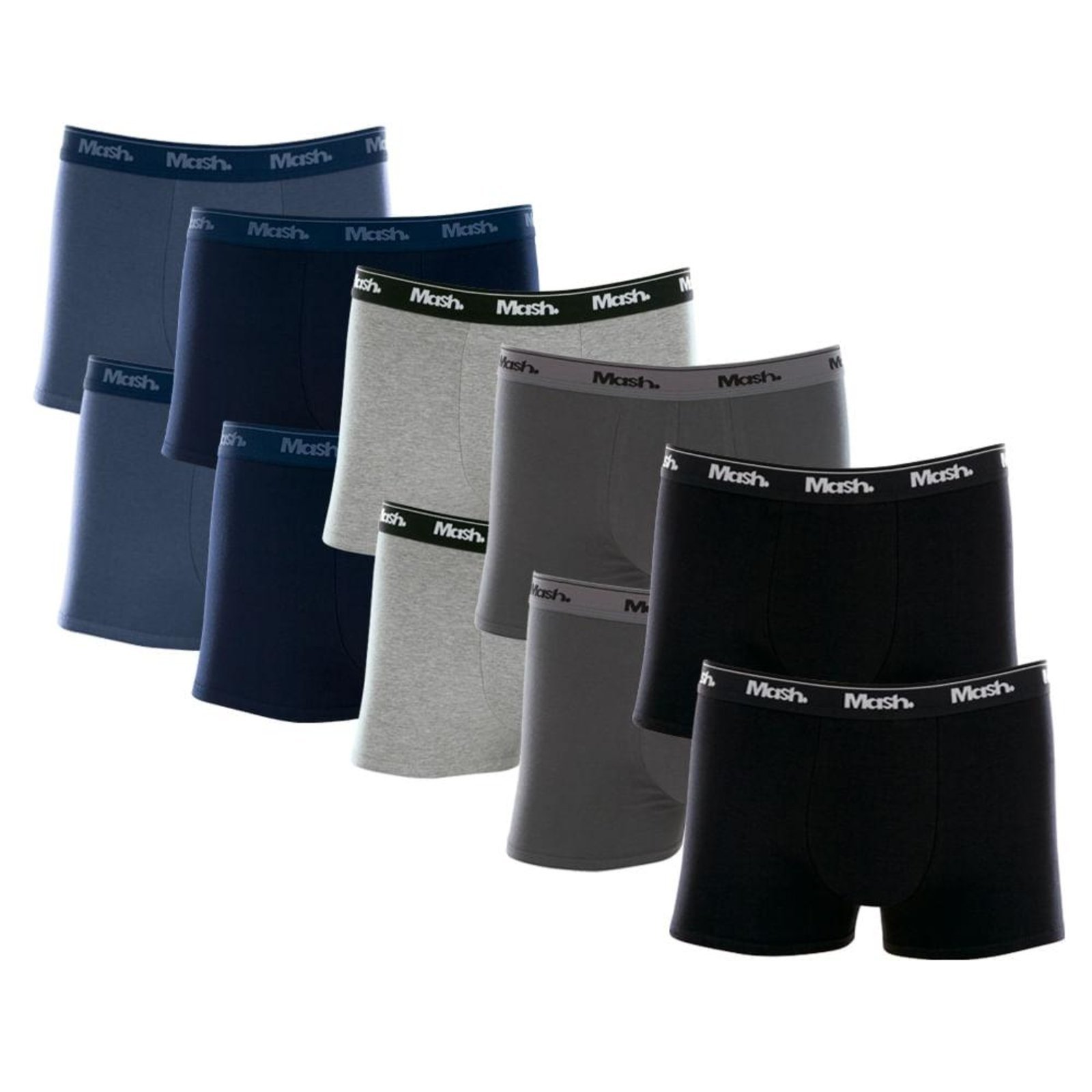 Vista 2 Kit Cueca Boxer Mash 10 Peças Masculina Algodão Elástico Sortido M azul MASH azul