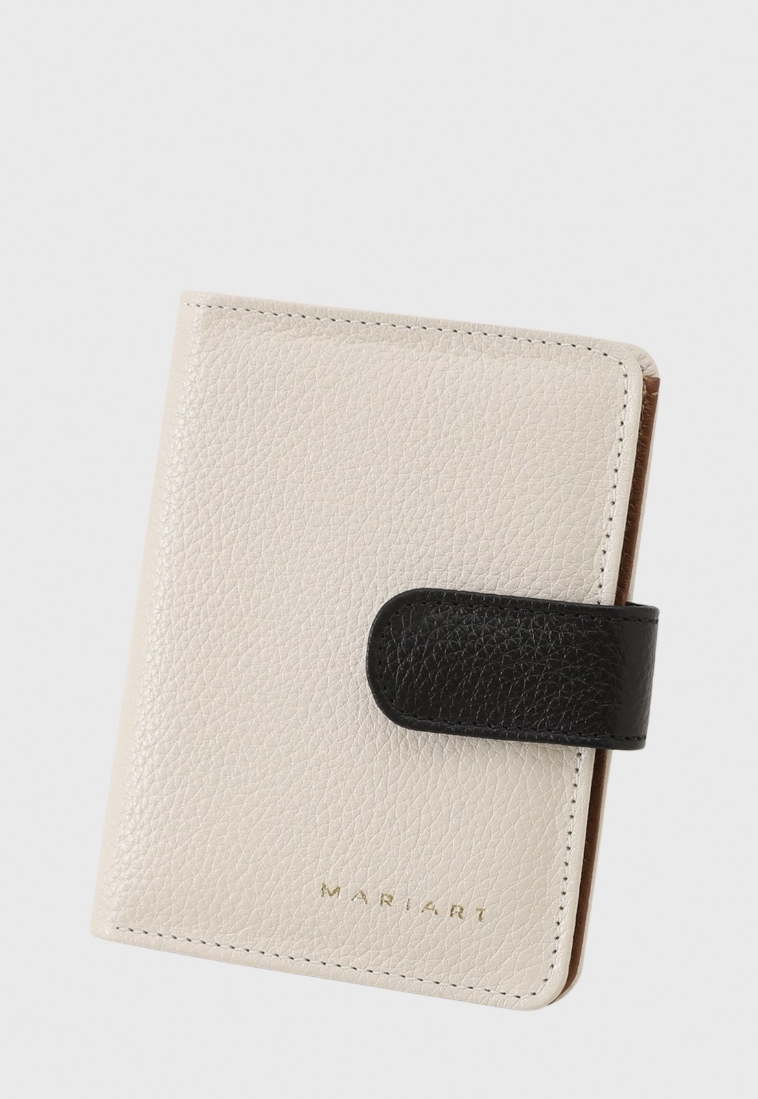 Carteira de Couro Mariart 175N Off White/Preta/Camel