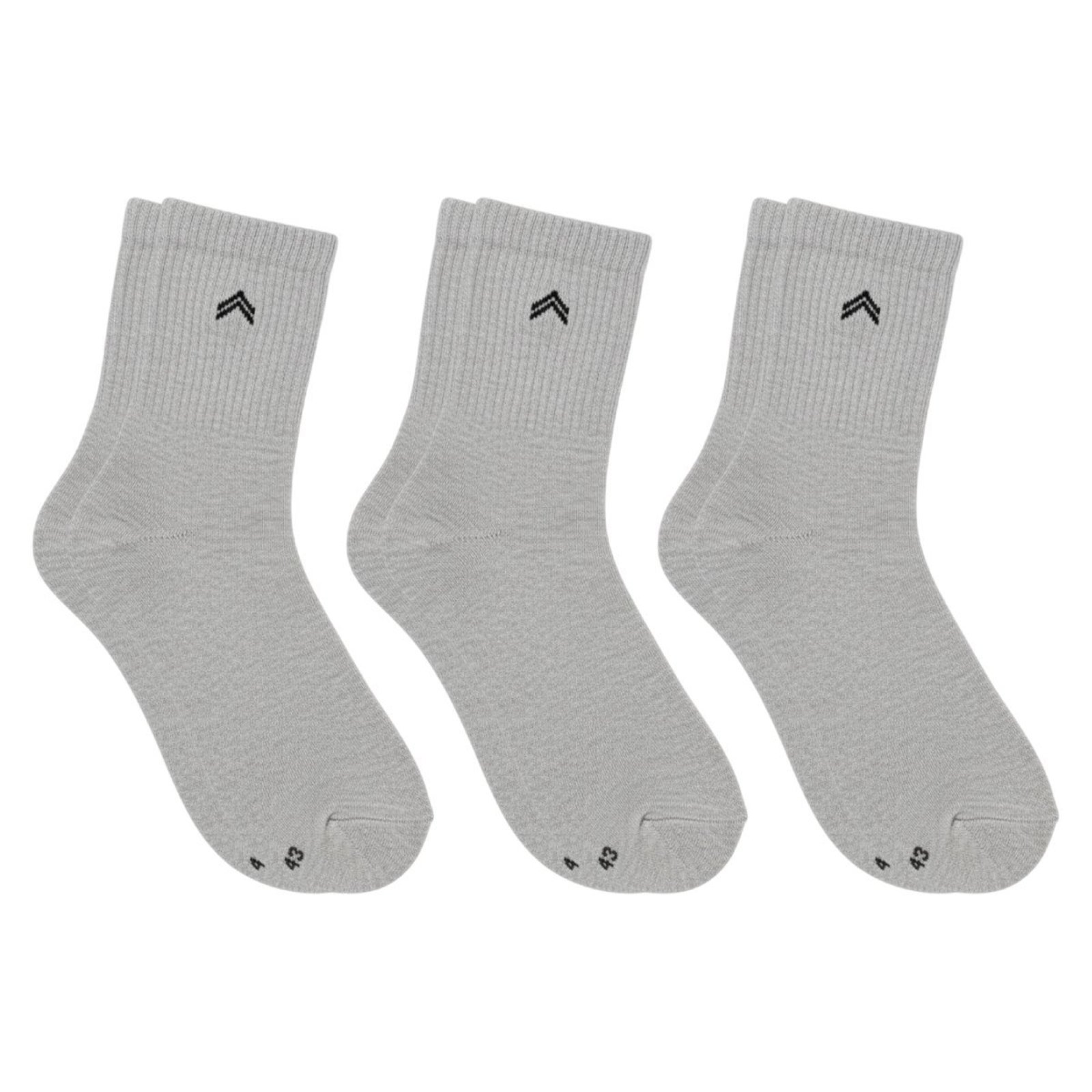 Kit 3 Pares de Meias QLC Sports Algodão Confort UP Urban Cano Médio Cinza