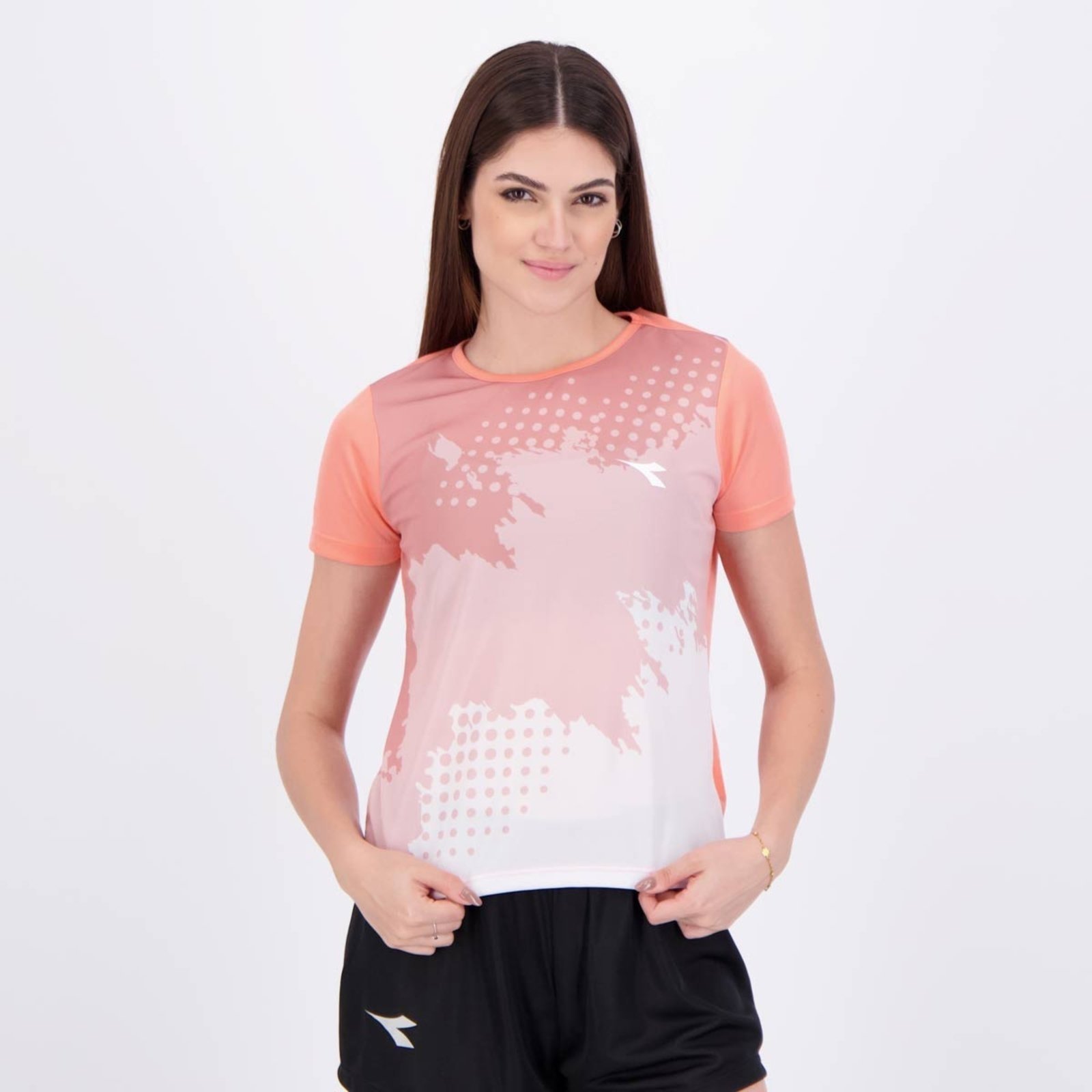Camiseta Diadora Esportiva Logo Feminina Rosa