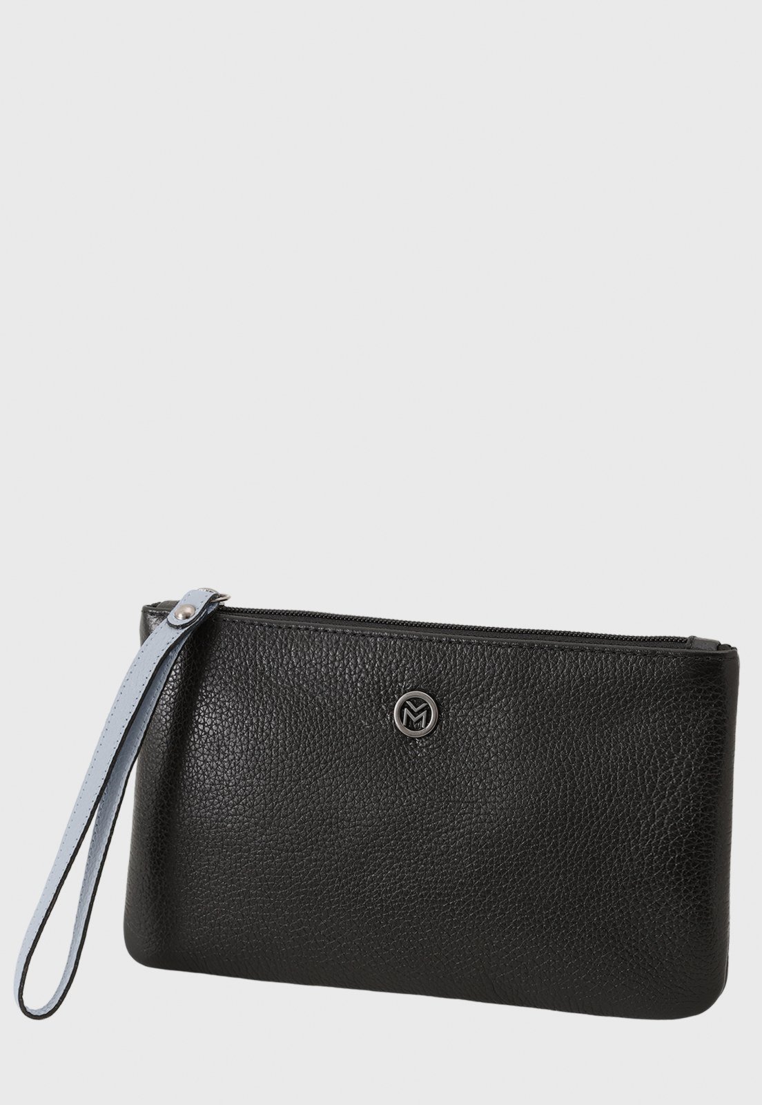 Bolsa Carteira Clutch Couro Mariart 610 Preto/Azul