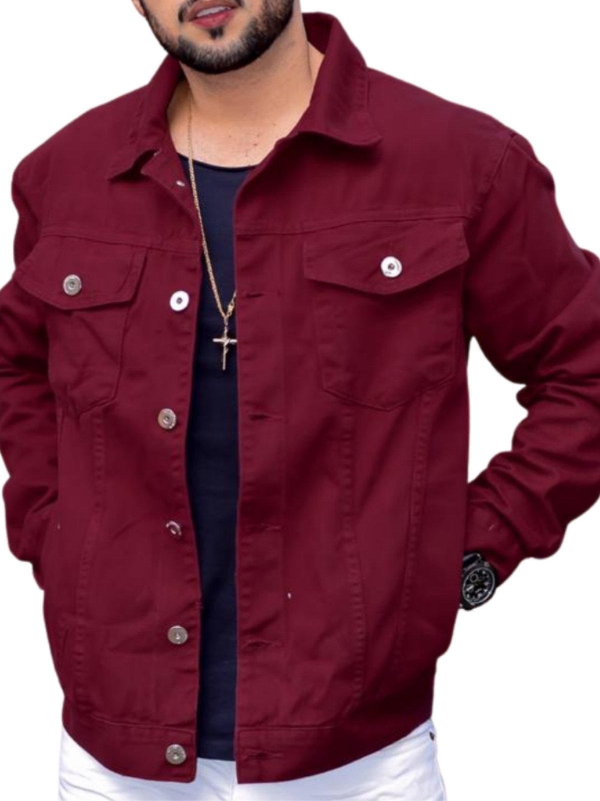 Jaqueta Masculina Jeans Light Vinho