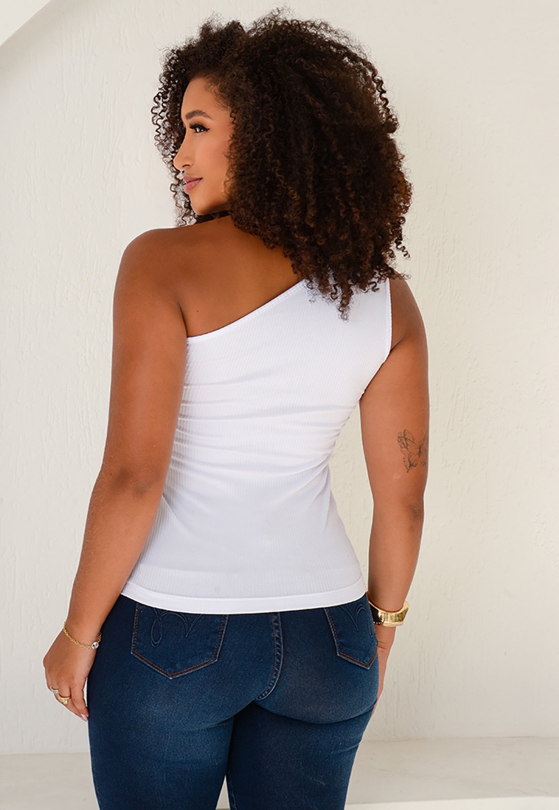 Vista 3 Blusa Brenda Um Ombro Só Branca BBonnie branco BBonnie branco