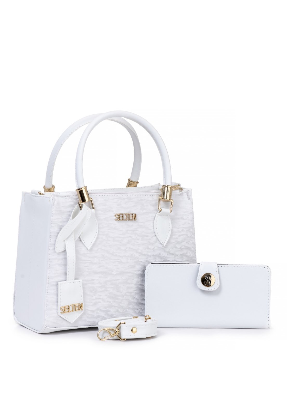 Kit Bolsa Transversal Lorena com Carteira Selten Branca