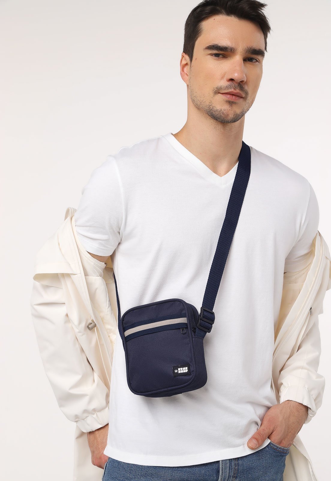 Pochete Masculina Bolsa Transversal Masculina Shoulder Bag Masculina Star Shop Azul