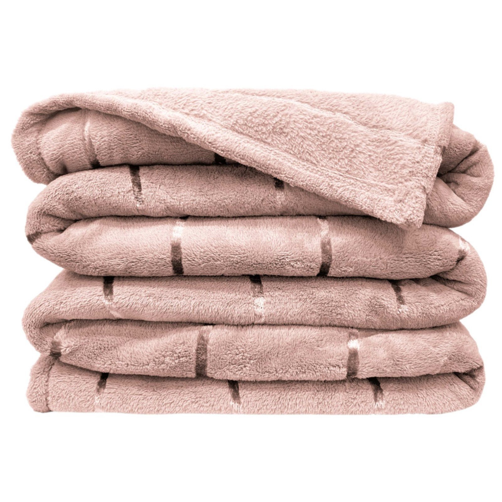 Cobertor Casa Scarpa Veneza Queen Manta Ultrasoft Premium Listrada Extra Macia - Rosê - 100% Poliéster